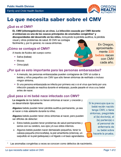 Cytomegalovirus (CMV) Prevention Flyer - Spanish